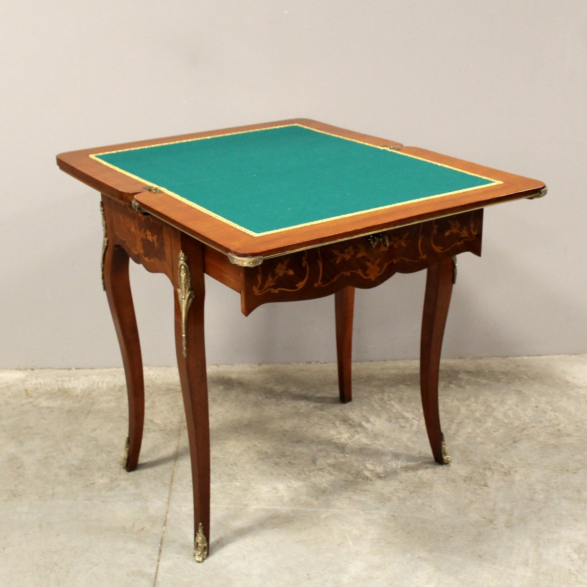 Ancien table à jeux à écrire d'époque Napoleon III en marqueterie - 19ème-photo-1