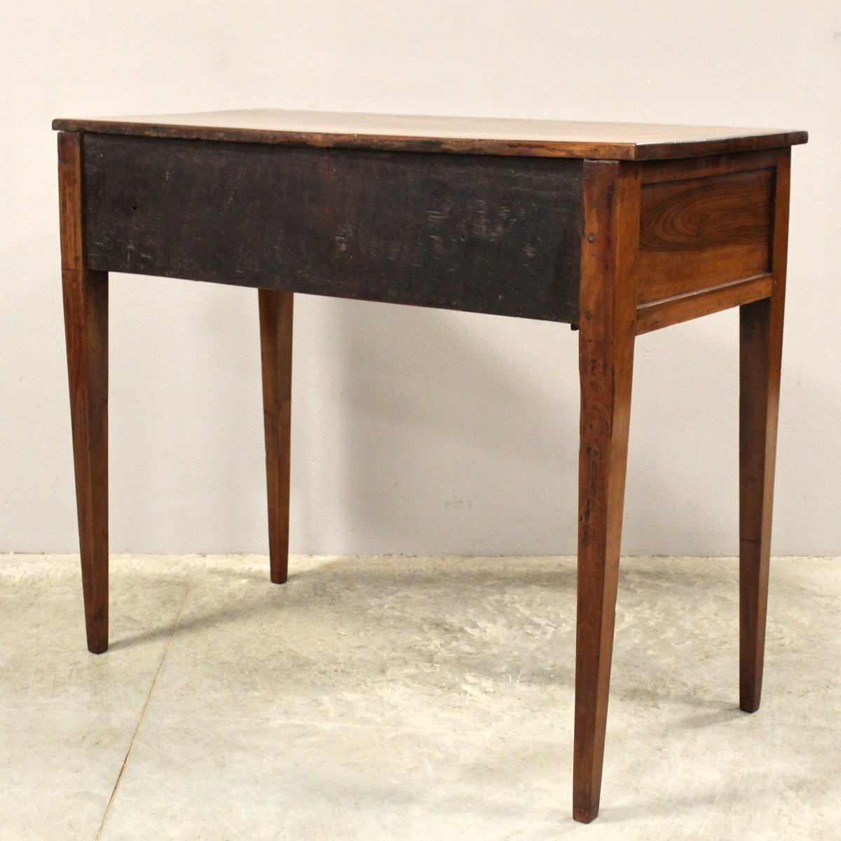 Antique Louis XVI Table Writing Desk Console In Walnut In Marquetry - Italy 18th-photo-7