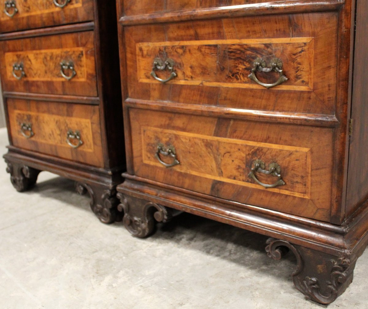 Antique Pair Of Louis XV Cabinet Bedsides Tables In Walnut – Italy 18th-photo-7