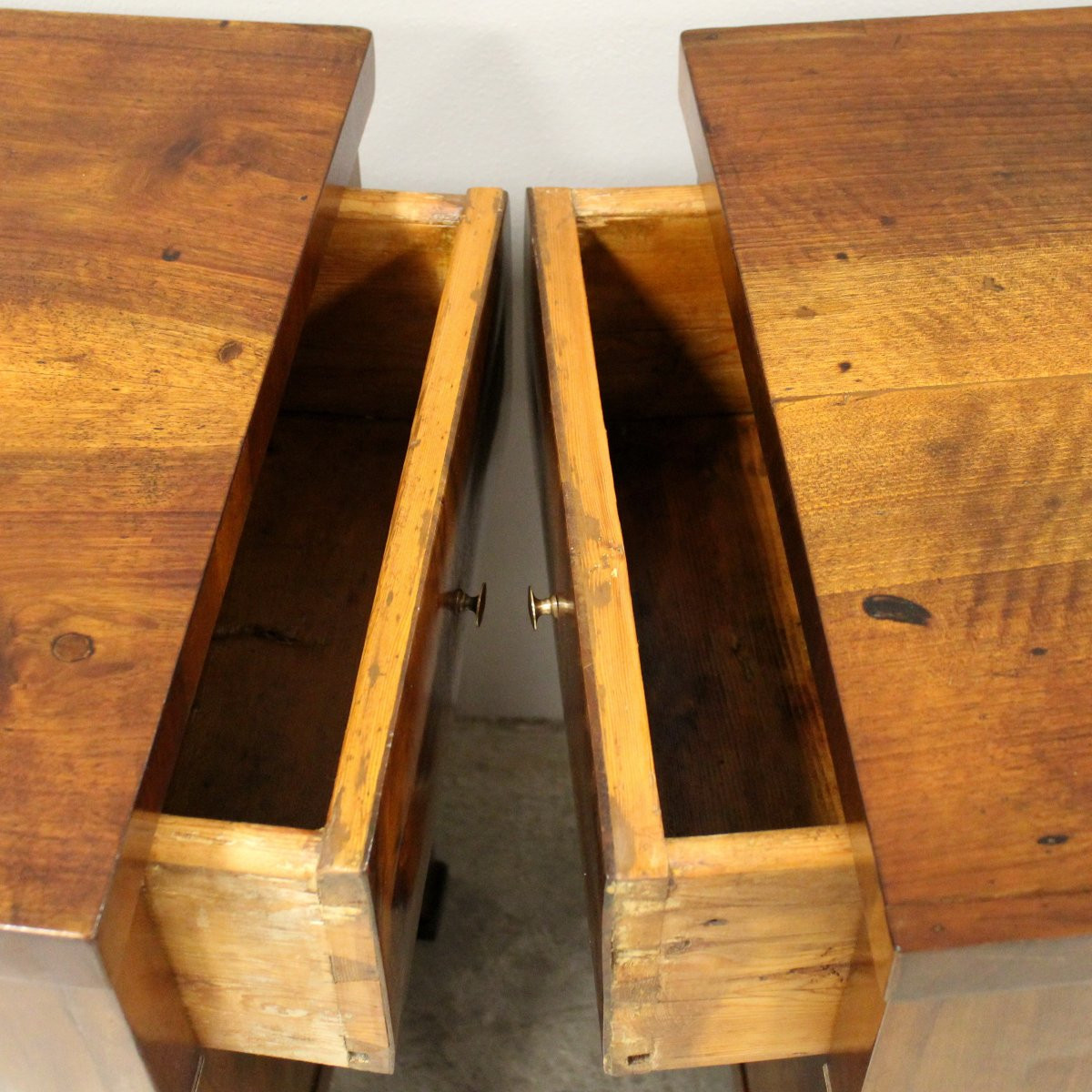 Antique Pair Of Empire Bedsides Nightstands Tables In Walnut - Italy 19th-photo-4