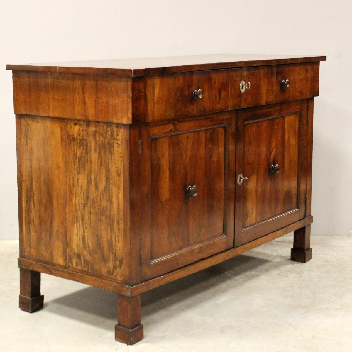 Antique Empire Sideboard Dresser Cabinet Cupboard Buffet In Walnut – Italy 19th-photo-3