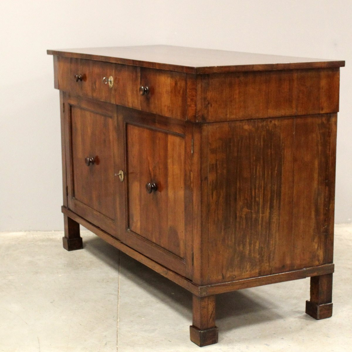 Antique Empire Sideboard Dresser Cabinet Cupboard Buffet In Walnut – Italy 19th-photo-4