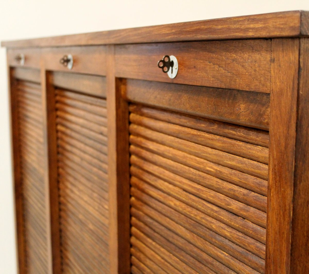 Antique Binder Rolling Curtain Filing Cabinet In Oak-photo-5