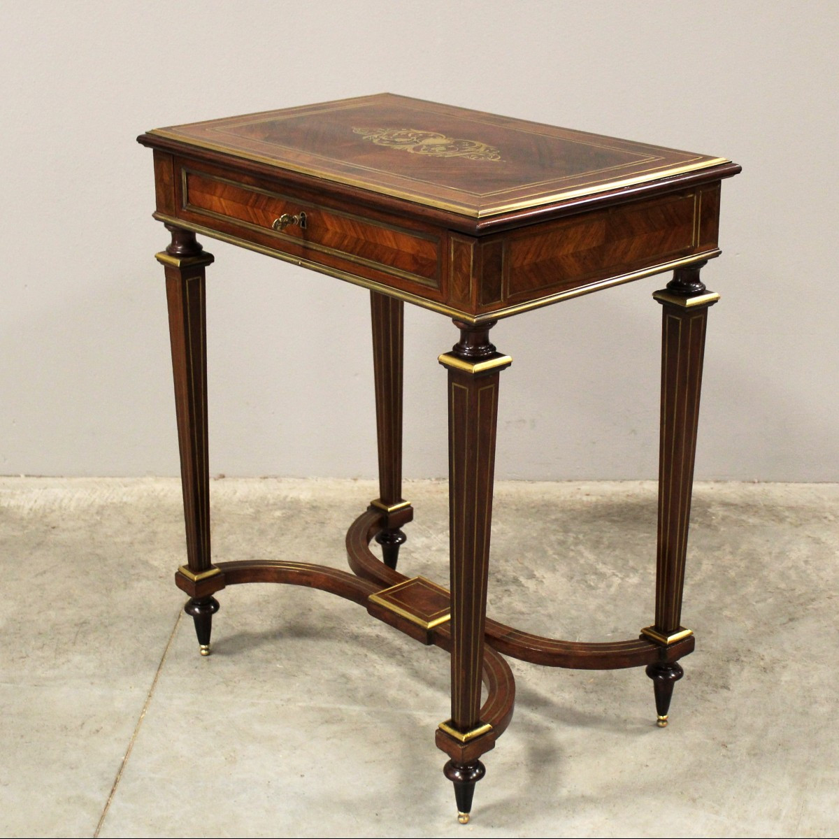 Antique Napoleon III Small Table In Rosewood And Marquetry - 19th-photo-2