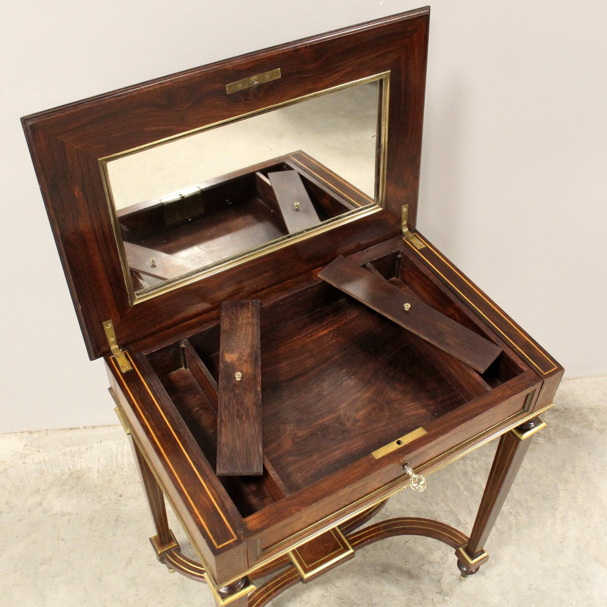 Antique Napoleon III Small Table In Rosewood And Marquetry - 19th-photo-4