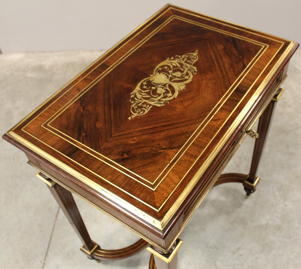 Antique Napoleon III Small Table In Rosewood And Marquetry - 19th-photo-1