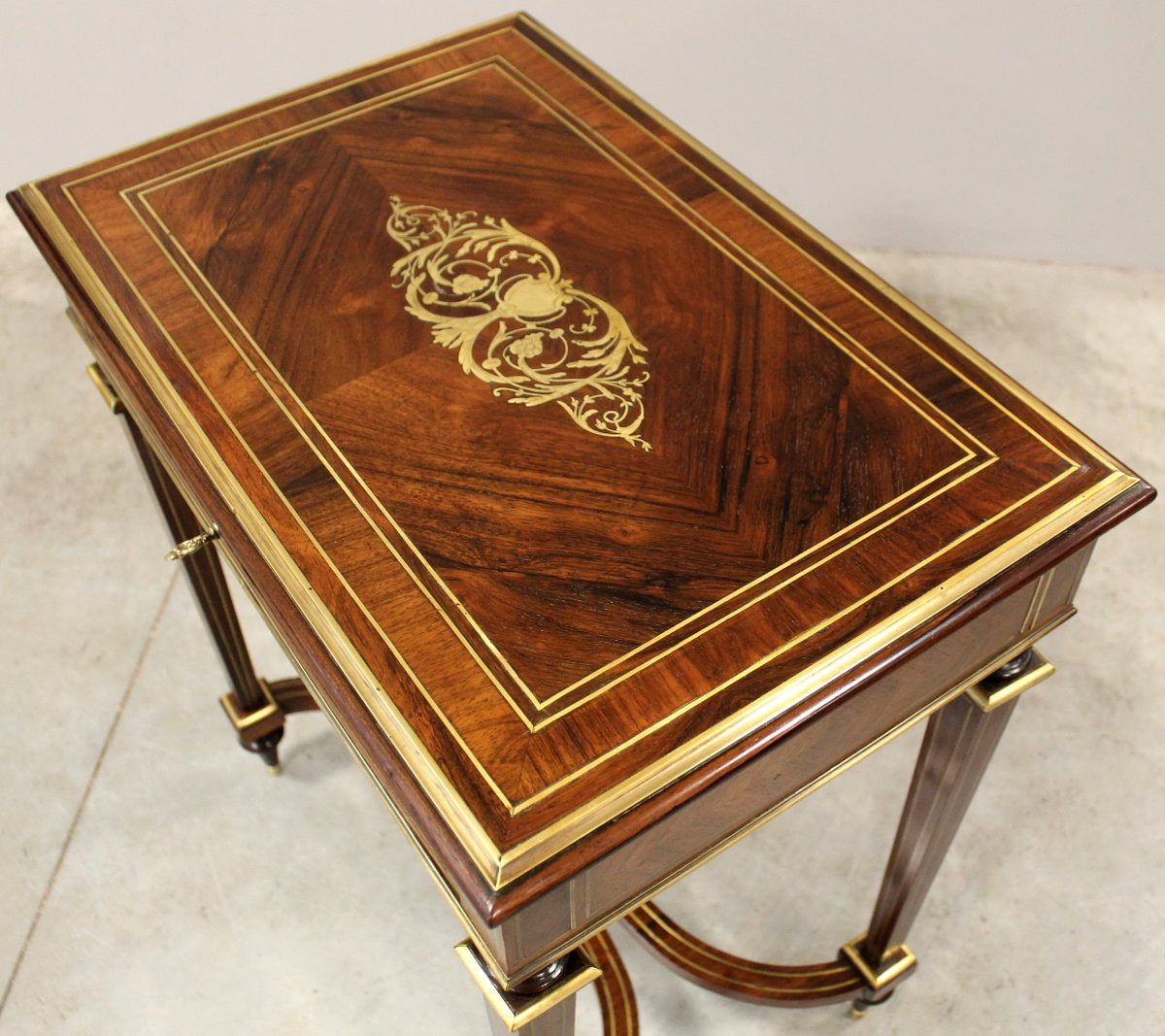 Antique Napoleon III Small Table In Rosewood And Marquetry - 19th-photo-2