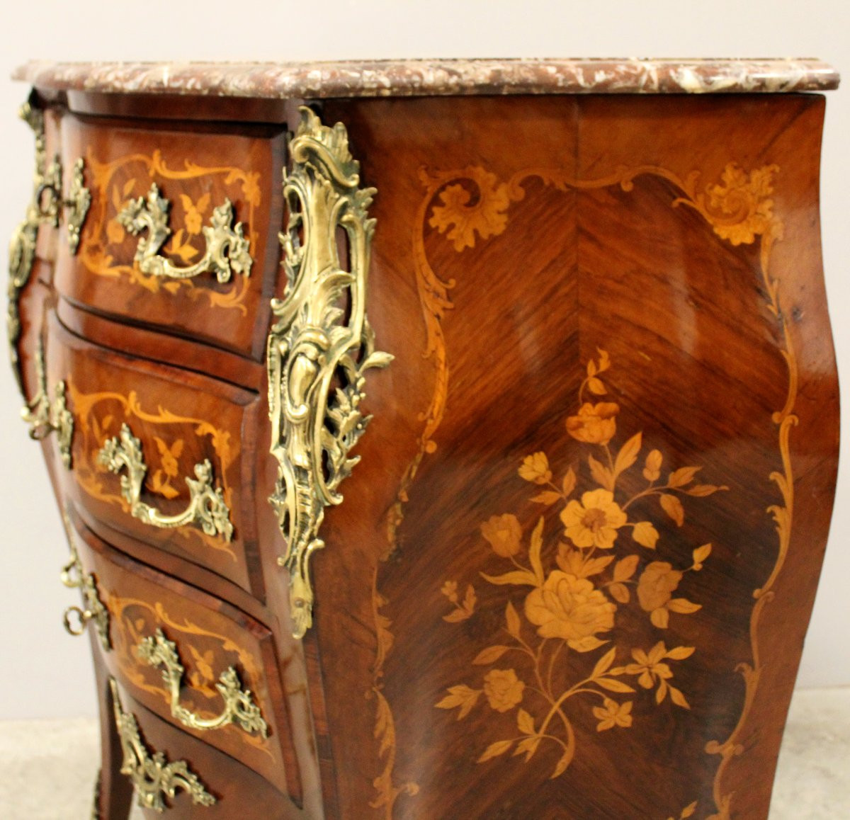 Antique Napoleon III Chest Of Drawers Marquetry - 19th-photo-3