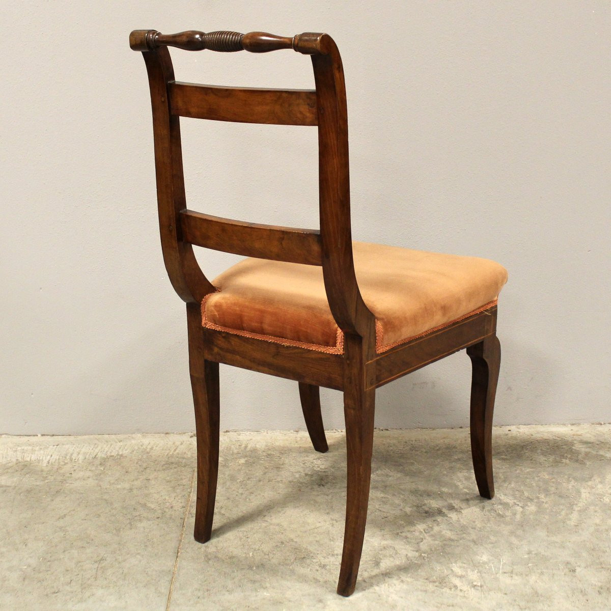 Antique Louis Philippe Set Of 6 Chairs In Walnut And Marquetry – Italy 19th-photo-4