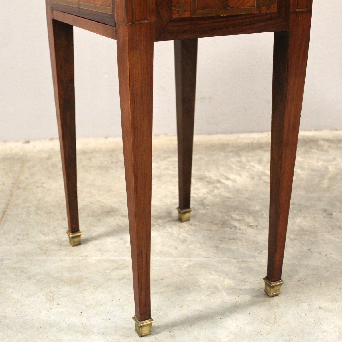 Antique Napoleon III Bedside Table Cabinet In Marquetry - 19th-photo-6