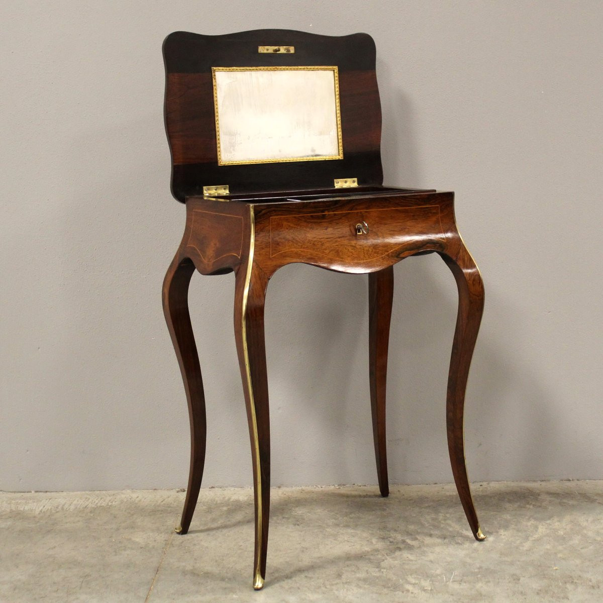 Ancien table d'époque Napoleon III en palissandre et marqueterie - 19ème-photo-1