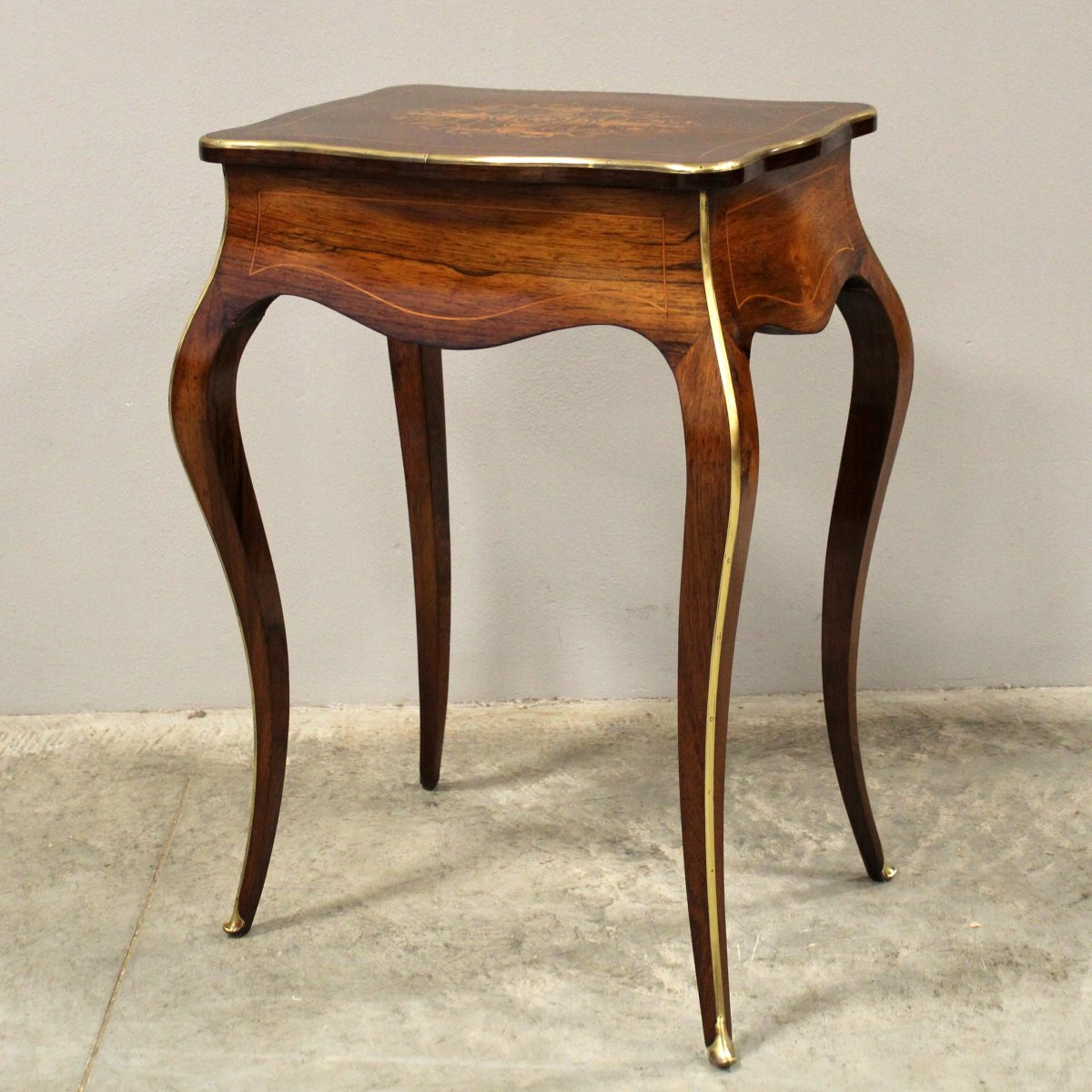 Ancien table d'époque Napoleon III en palissandre et marqueterie - 19ème-photo-3