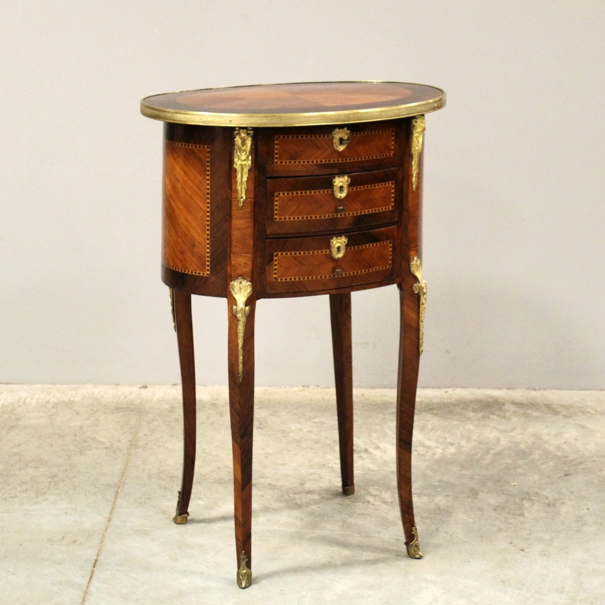 Ancien table d'époque Napoleon III en marqueterie - 19ème -photo-2