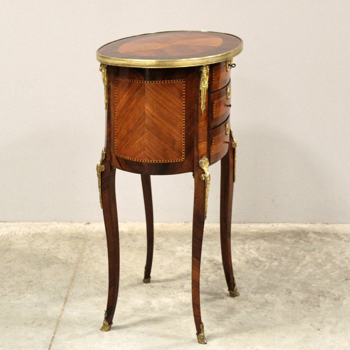 Ancien table d'époque Napoleon III en marqueterie - 19ème -photo-4