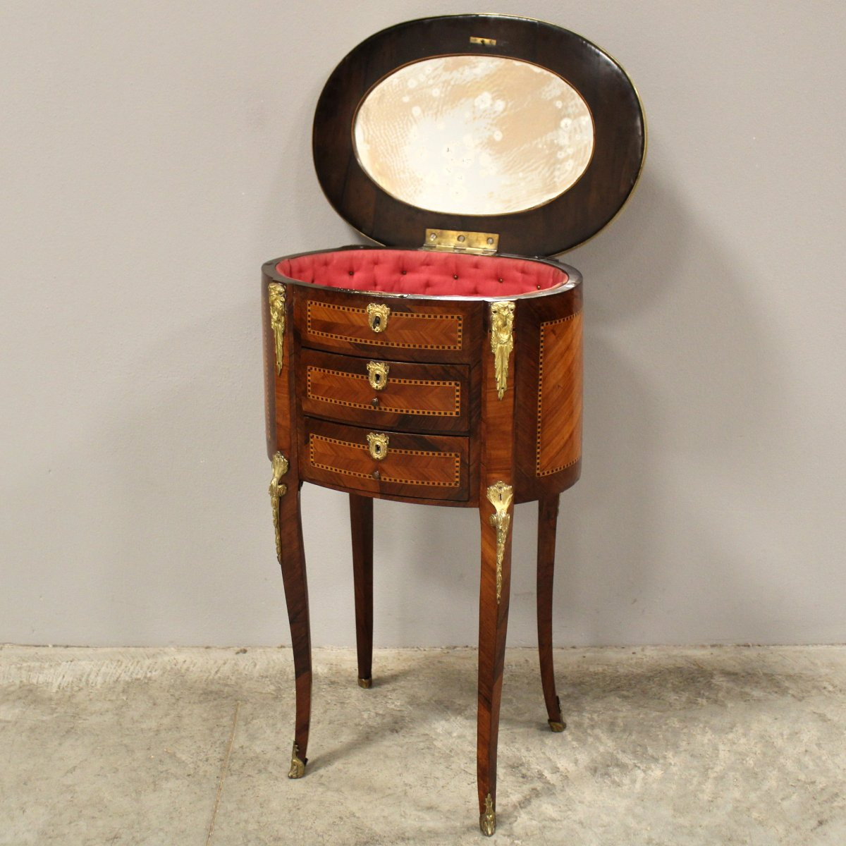 Ancien table d'époque Napoleon III en marqueterie - 19ème -photo-3