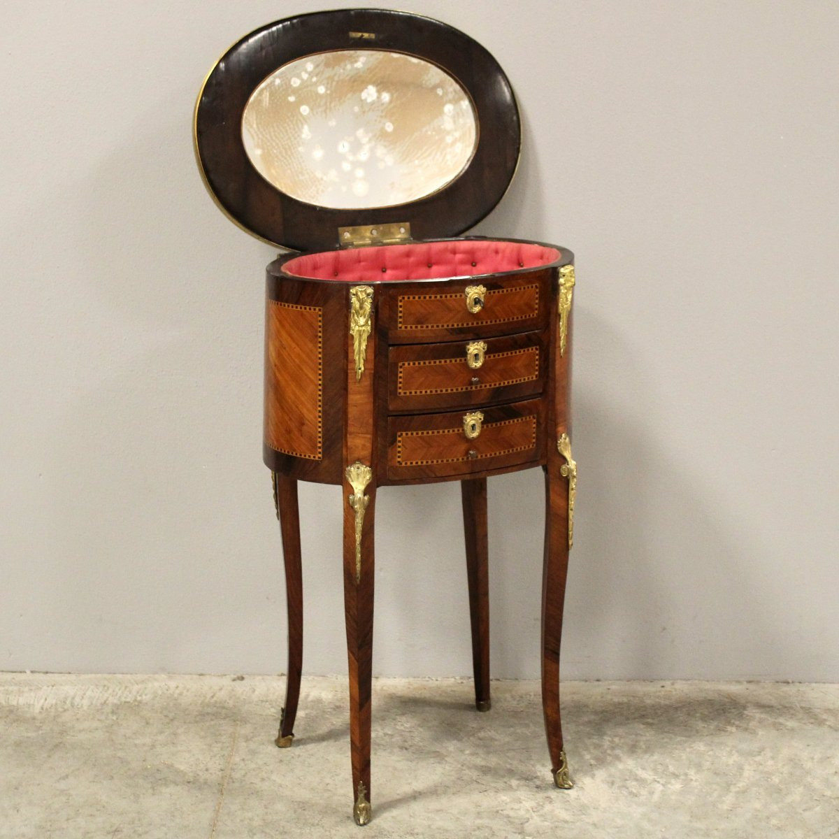 Ancien table d'époque Napoleon III en marqueterie - 19ème -photo-4