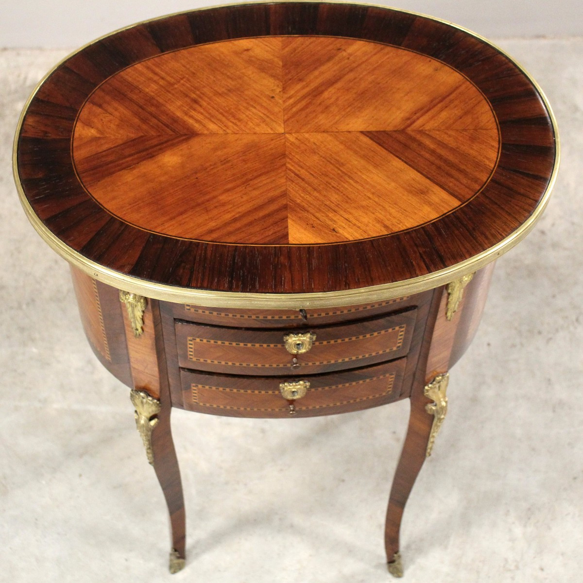 Ancien table d'époque Napoleon III en marqueterie - 19ème -photo-7