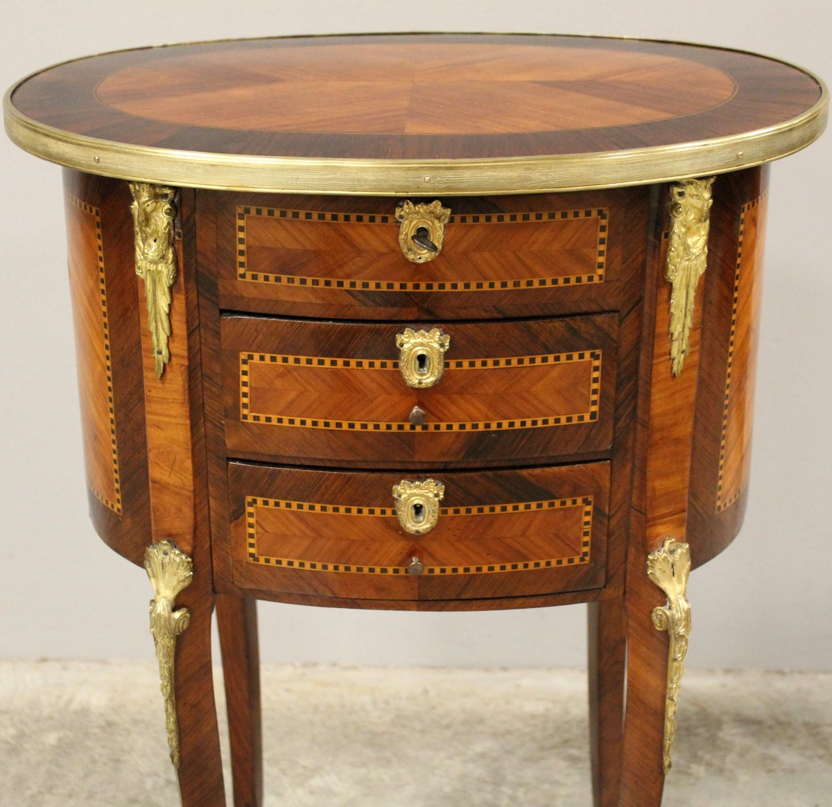 Ancien table d'époque Napoleon III en marqueterie - 19ème -photo-8