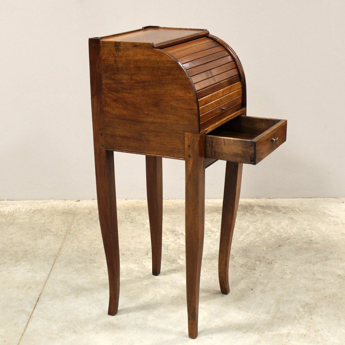 Ancien table de chevet d'époque Directoire en noyer - Italie 18ème-photo-4