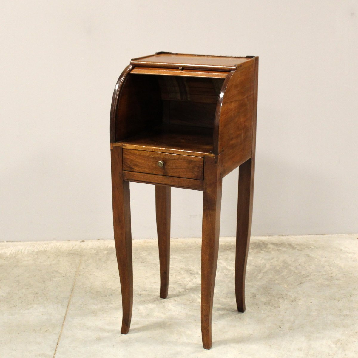 Ancien table de chevet d'époque Directoire en noyer - Italie 18ème-photo-3