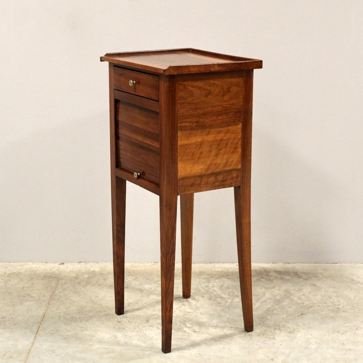 Ancien table de chevet d'époque Directoire en noyer - Italie 19ème-photo-3