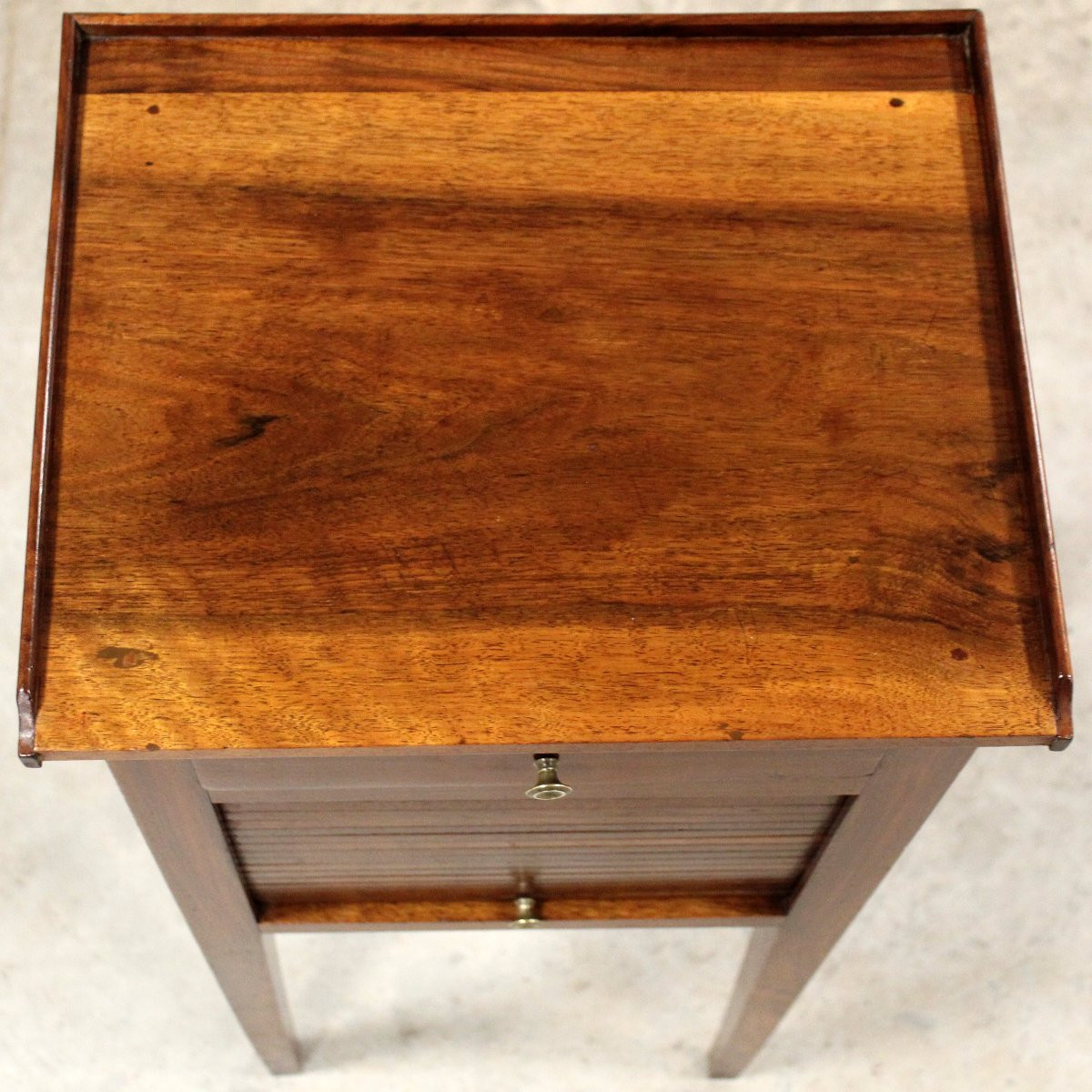 Ancien table de chevet d'époque Directoire en noyer - Italie 19ème-photo-5