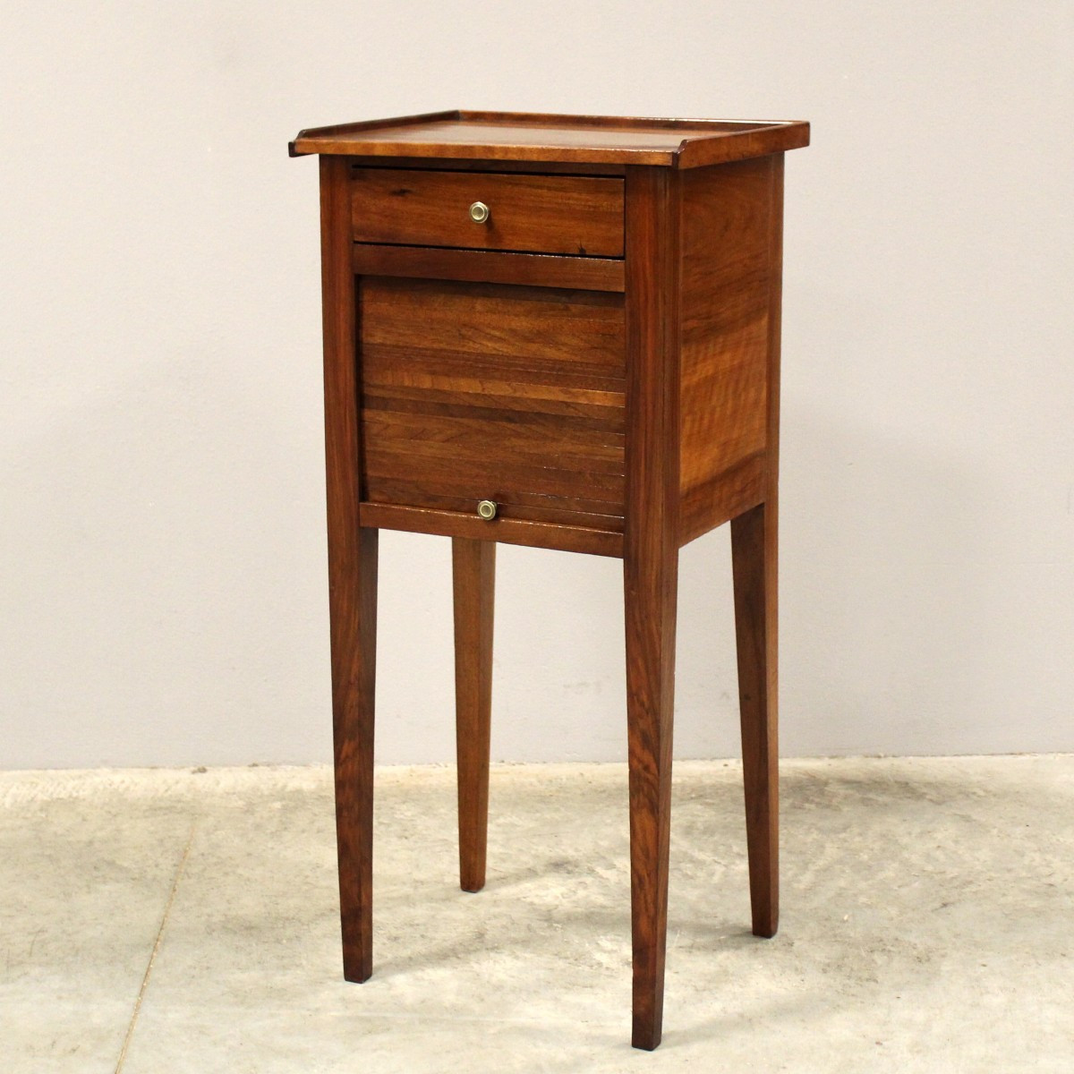 Ancien table de chevet d'époque Directoire en noyer - Italie 19ème