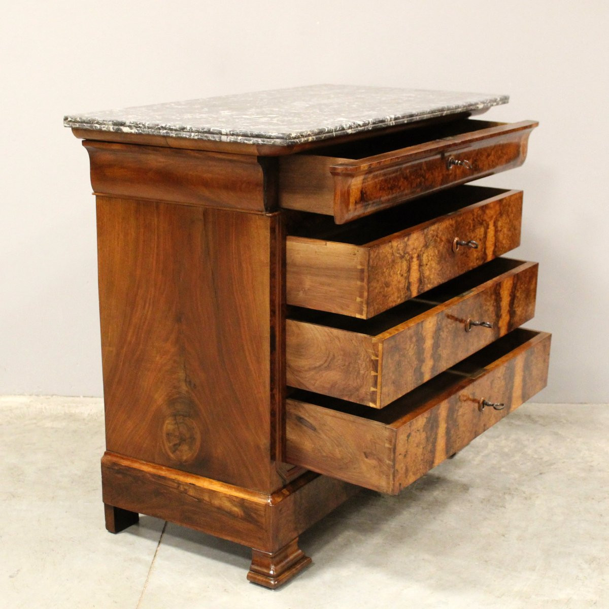 Ancien commode d'époque Louis Philippe en noyer - 19ème-photo-4