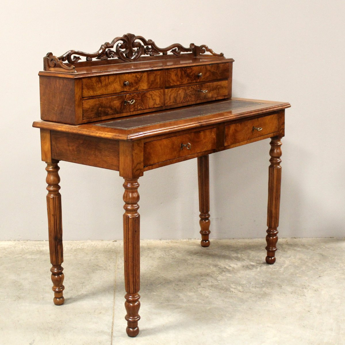 Ancien bureau table à écrire d'époque Louis Philippe en noyer - 19ème-photo-3