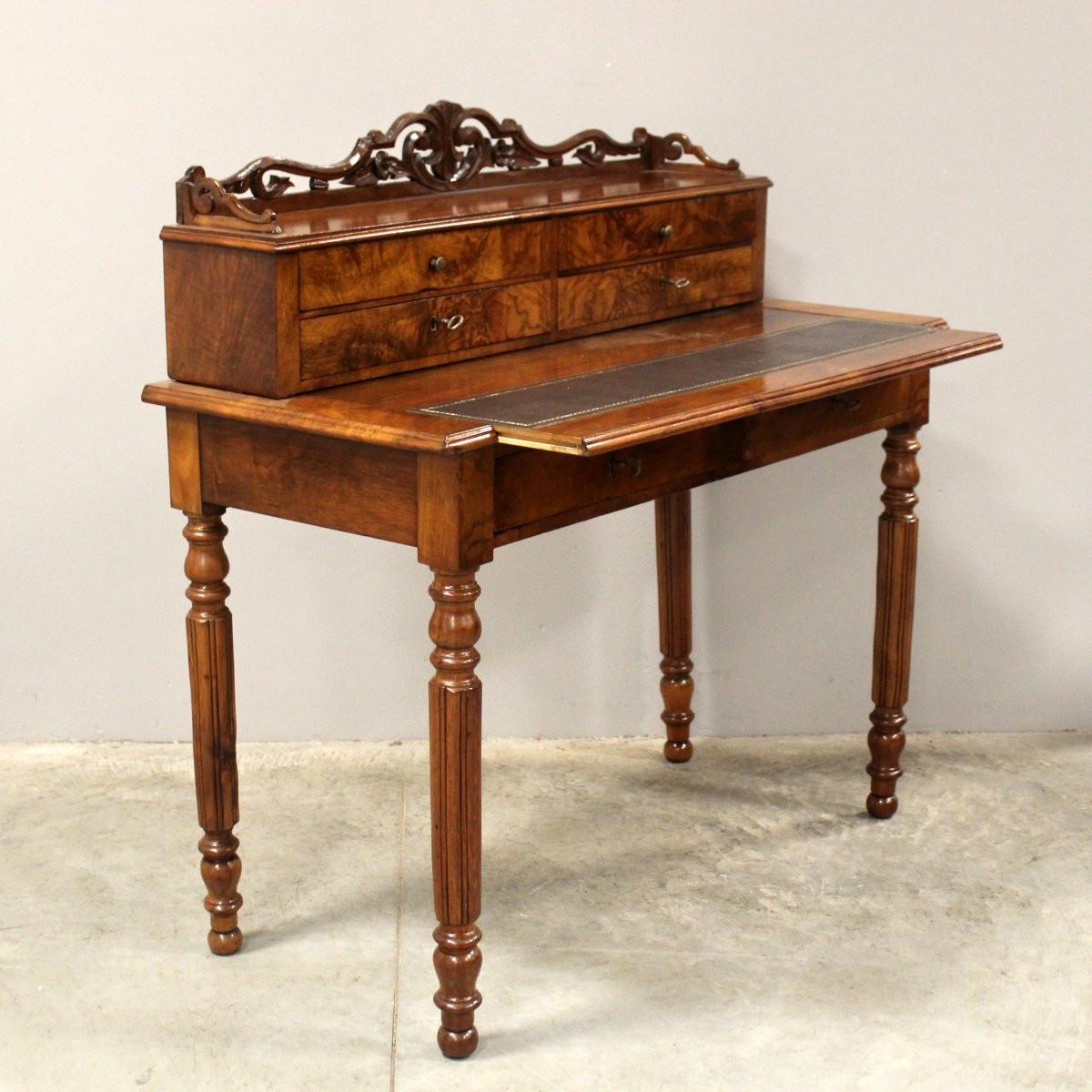 Ancien bureau table à écrire d'époque Louis Philippe en noyer - 19ème-photo-3