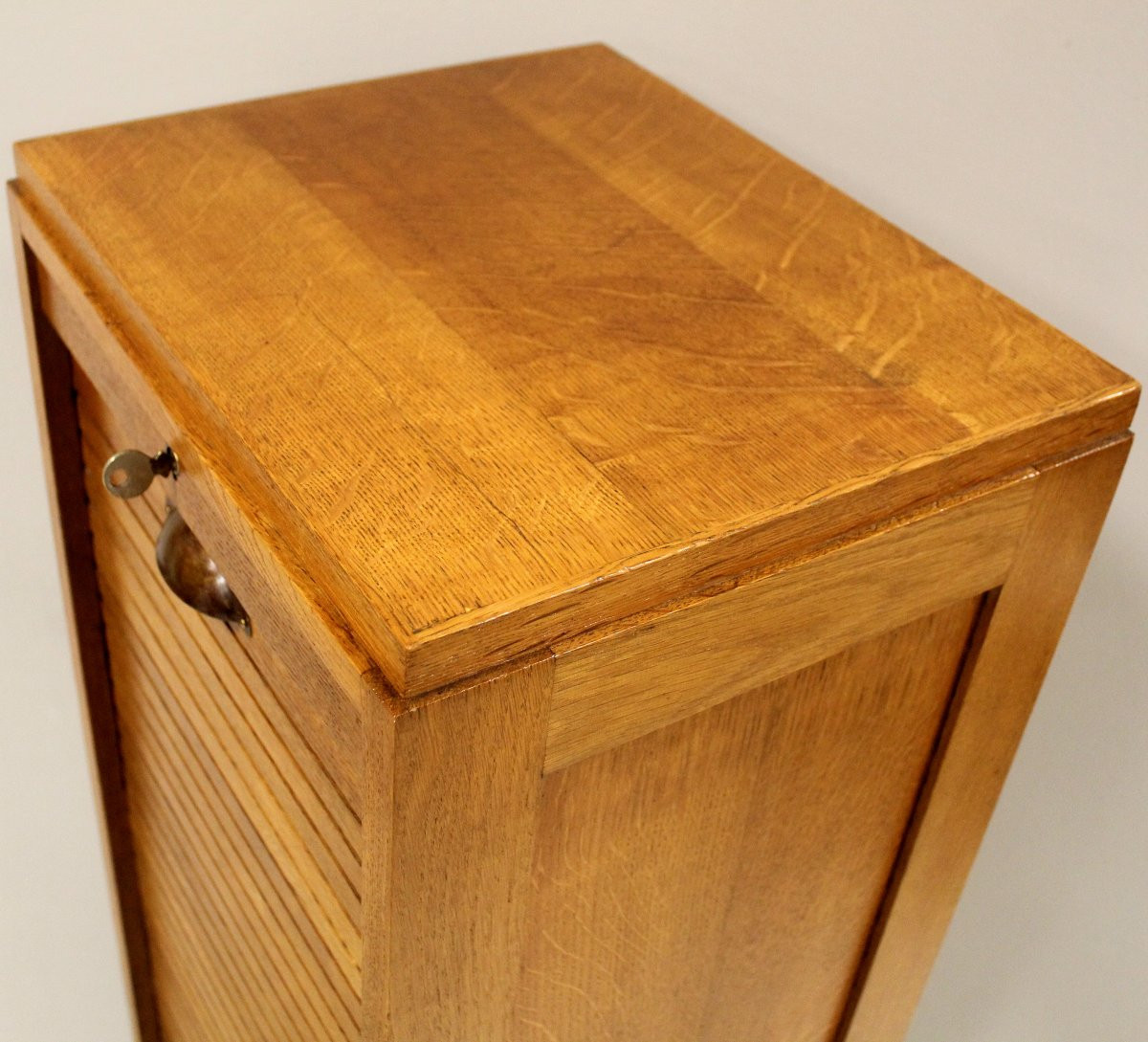 Antique Binder Rolling Curtain Filing Cabinet In Oak-photo-4