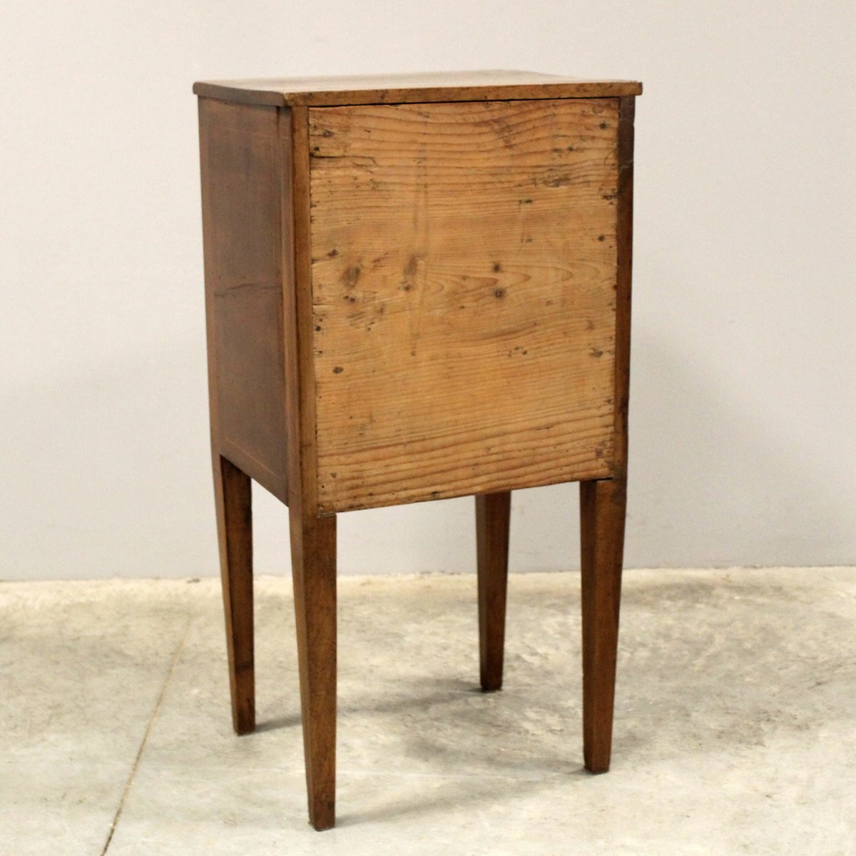 Antique Directoire Bedside Table Cabinet In Walnut And Marquetry - Italy 18th-photo-8