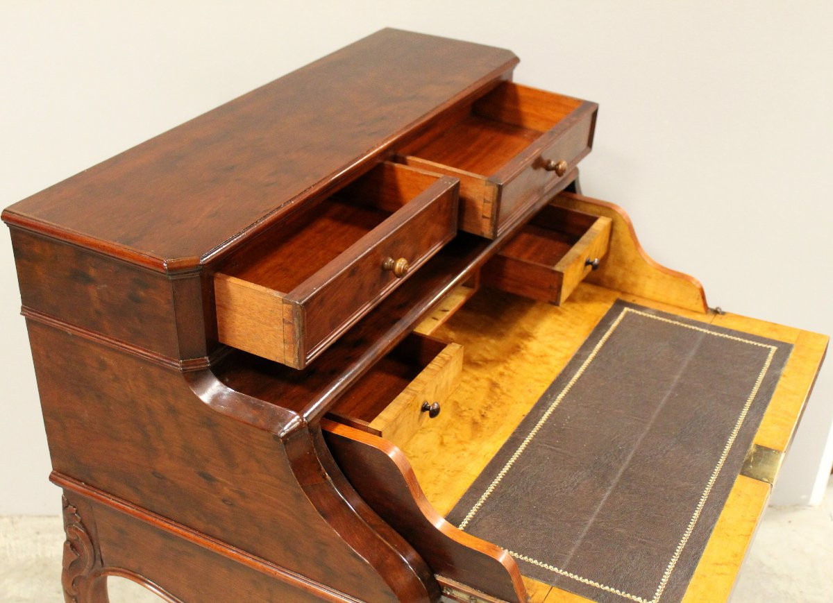 Antique Napoleon III Table Writing Slope Desk In Mahogany - 19th-photo-6