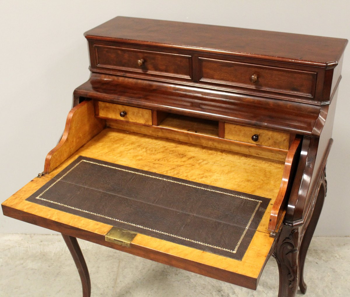 Antique Napoleon III Table Writing Slope Desk In Mahogany - 19th-photo-7