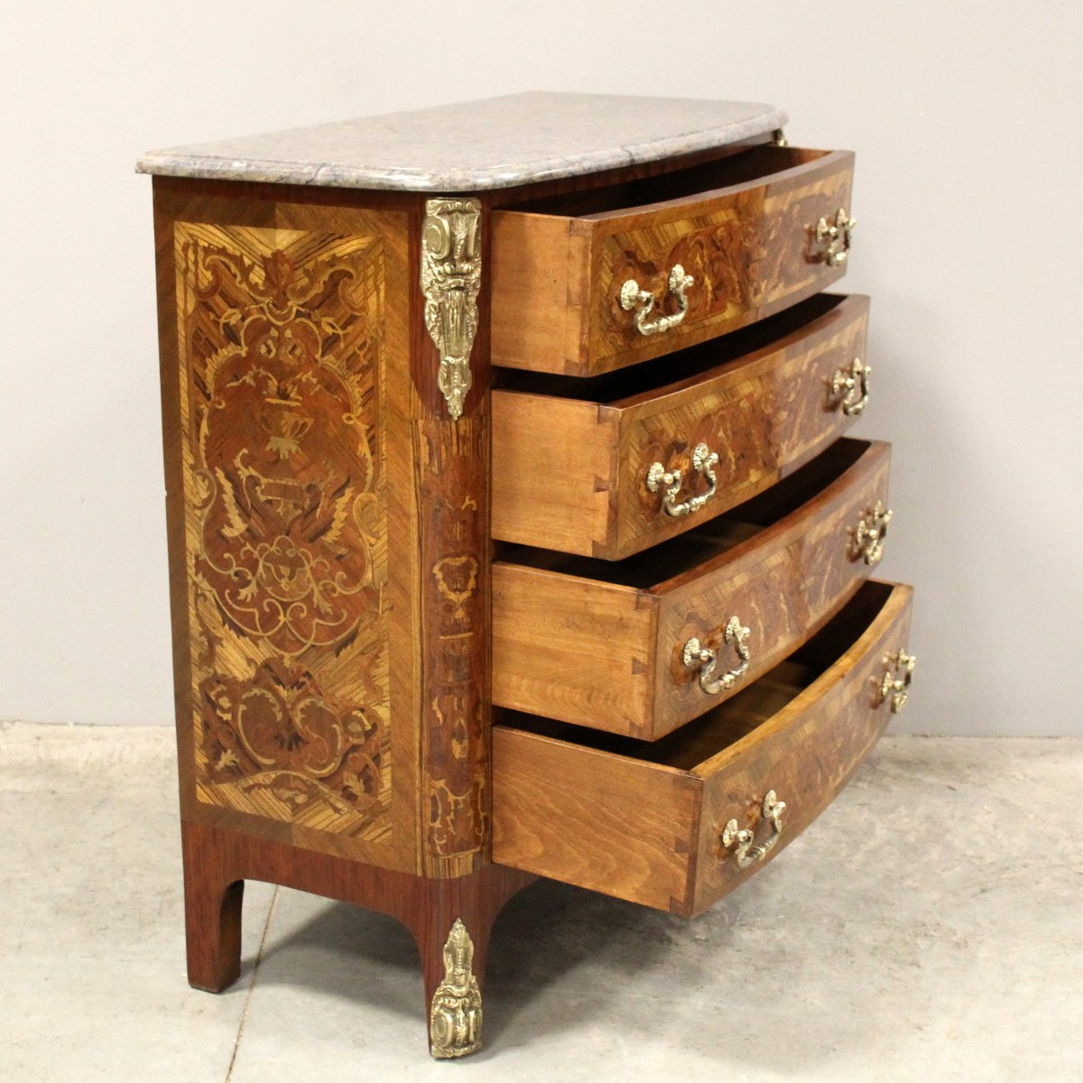 Antique Napoleon III Chest Of Drawers Marquetry - 19th-photo-4