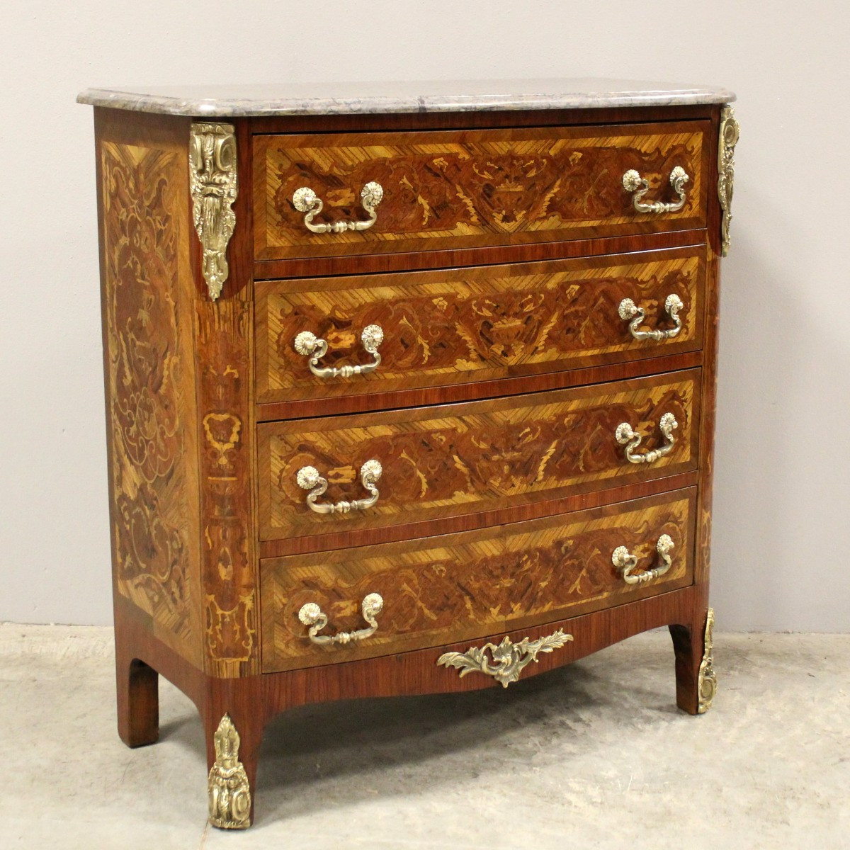 Antique Napoleon III Chest Of Drawers Marquetry - 19th