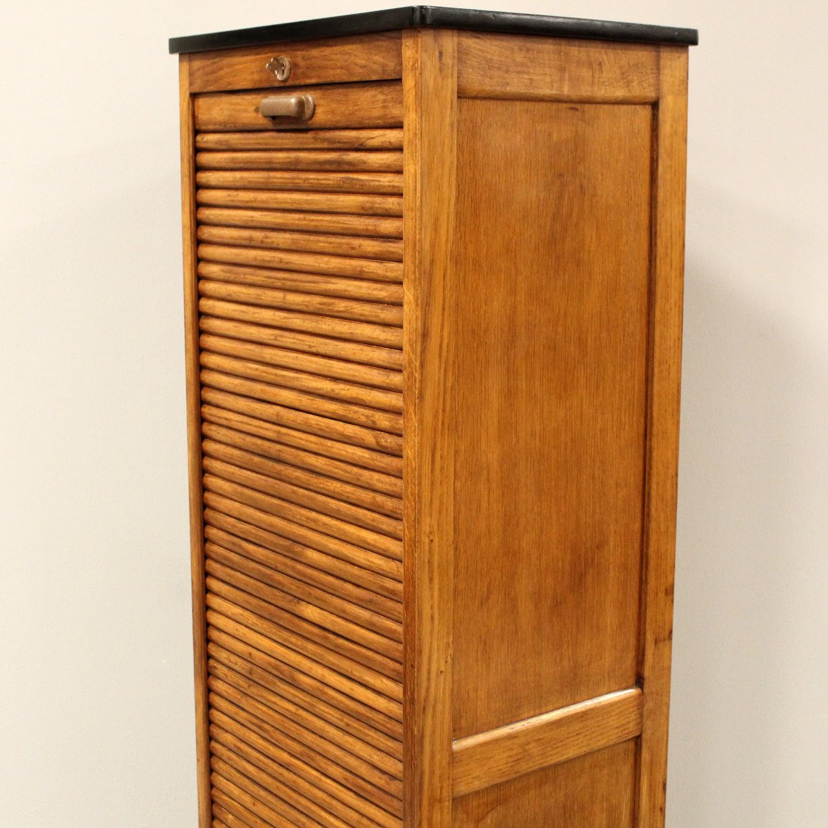 Antique Binder Rolling Curtain Filing Cabinet In Oak-photo-4