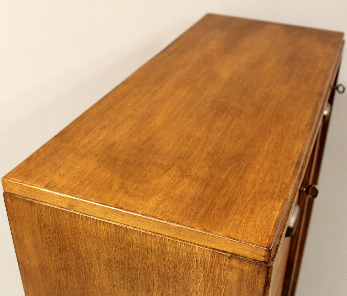 Ancien meuble de métier classeur à rideau rideaux roulant en chene-photo-3