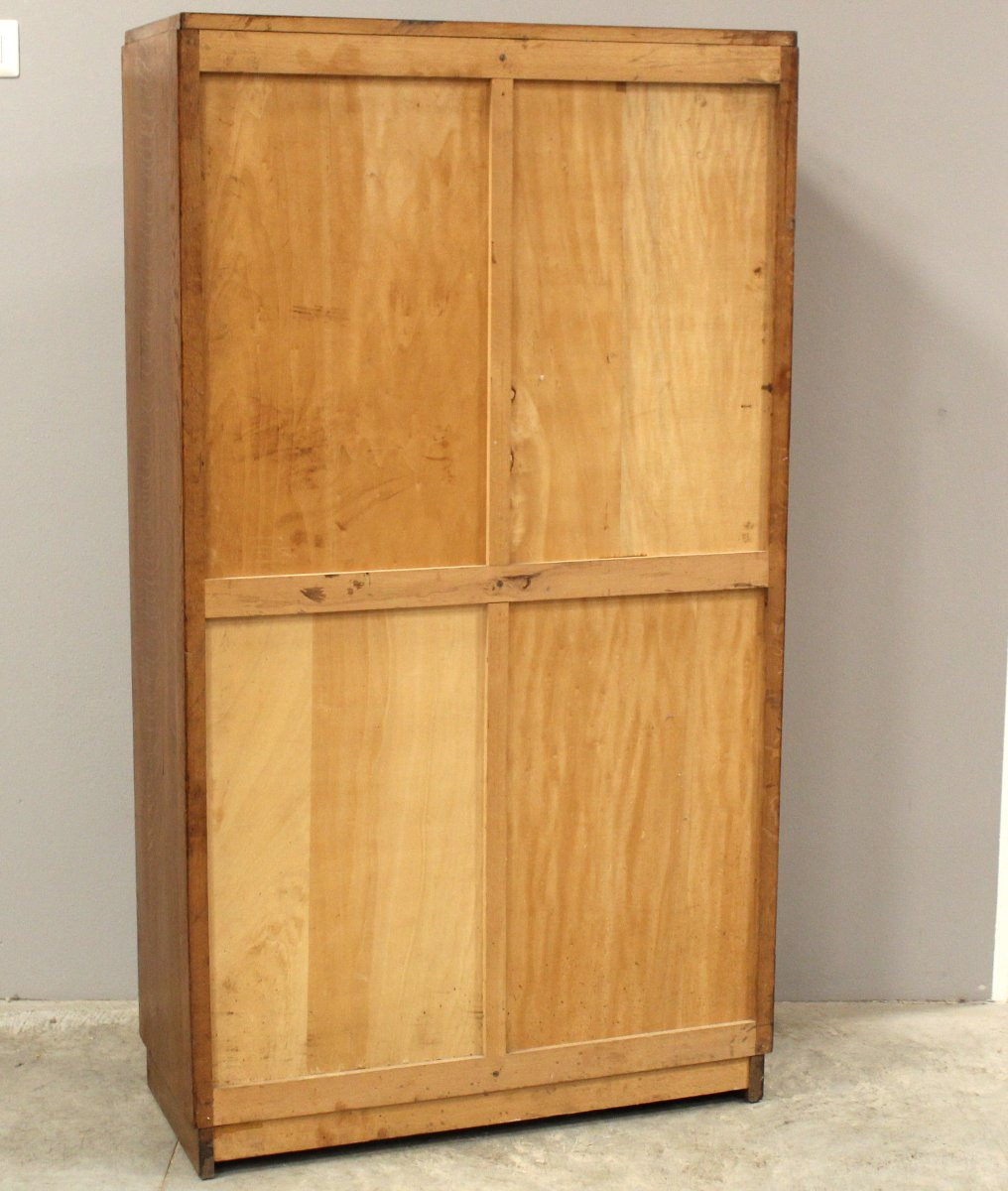 Ancien meuble de métier classeur à rideau rideaux roulant en chene-photo-6