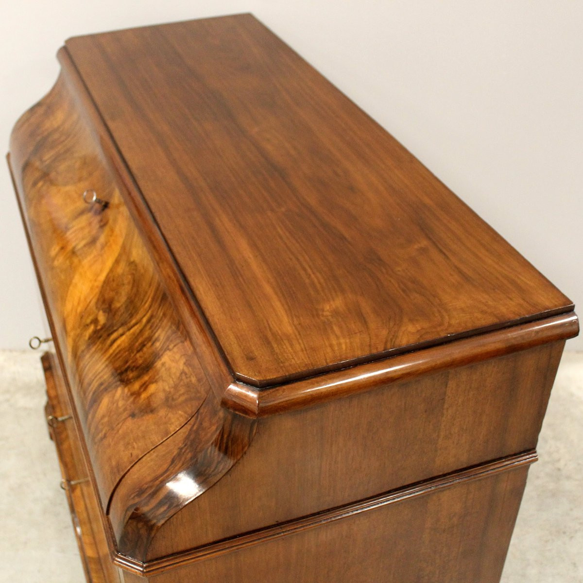 Ancien commode bureau de pente d'époque Louis Philippe en noyer - 19ème-photo-4