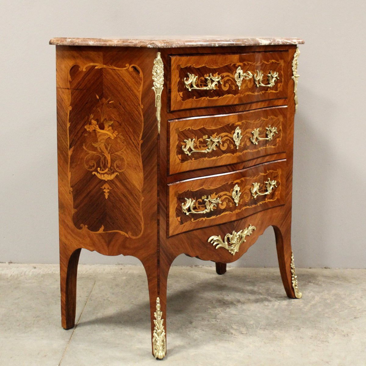 Ancien commode d'époque Napoleon III en marqueterie - 19ème-photo-3