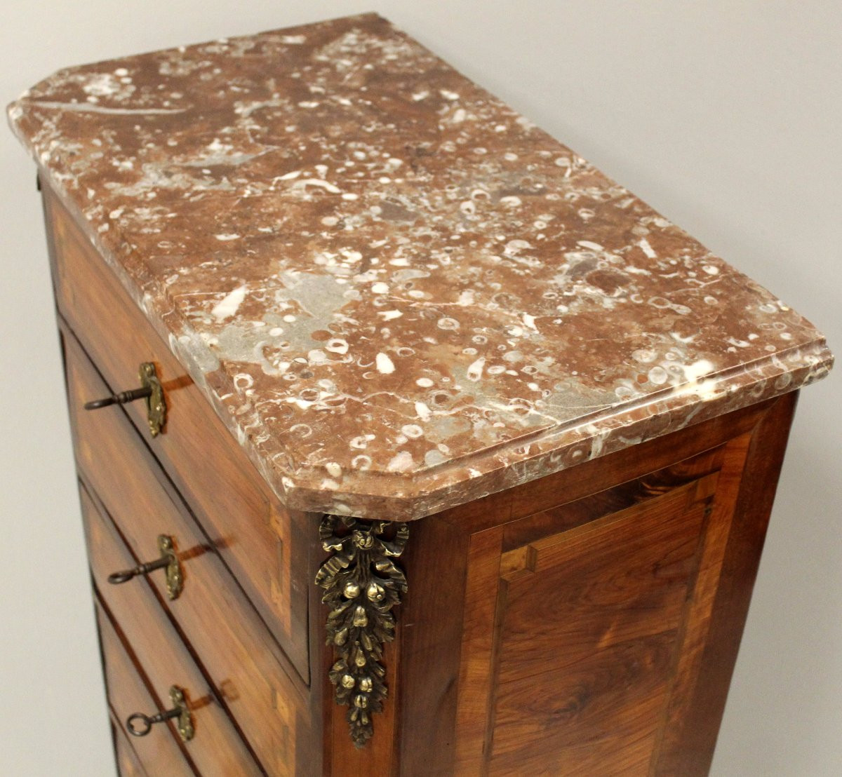 Antique Napoleon III Weekly Chest Of Drawers In Marquetry - 19th-photo-7