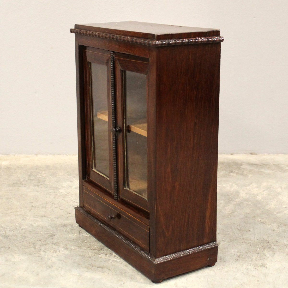 Ancien miniature vitrine buffet en palissandre et marqueterie - Italie 19ème -photo-4