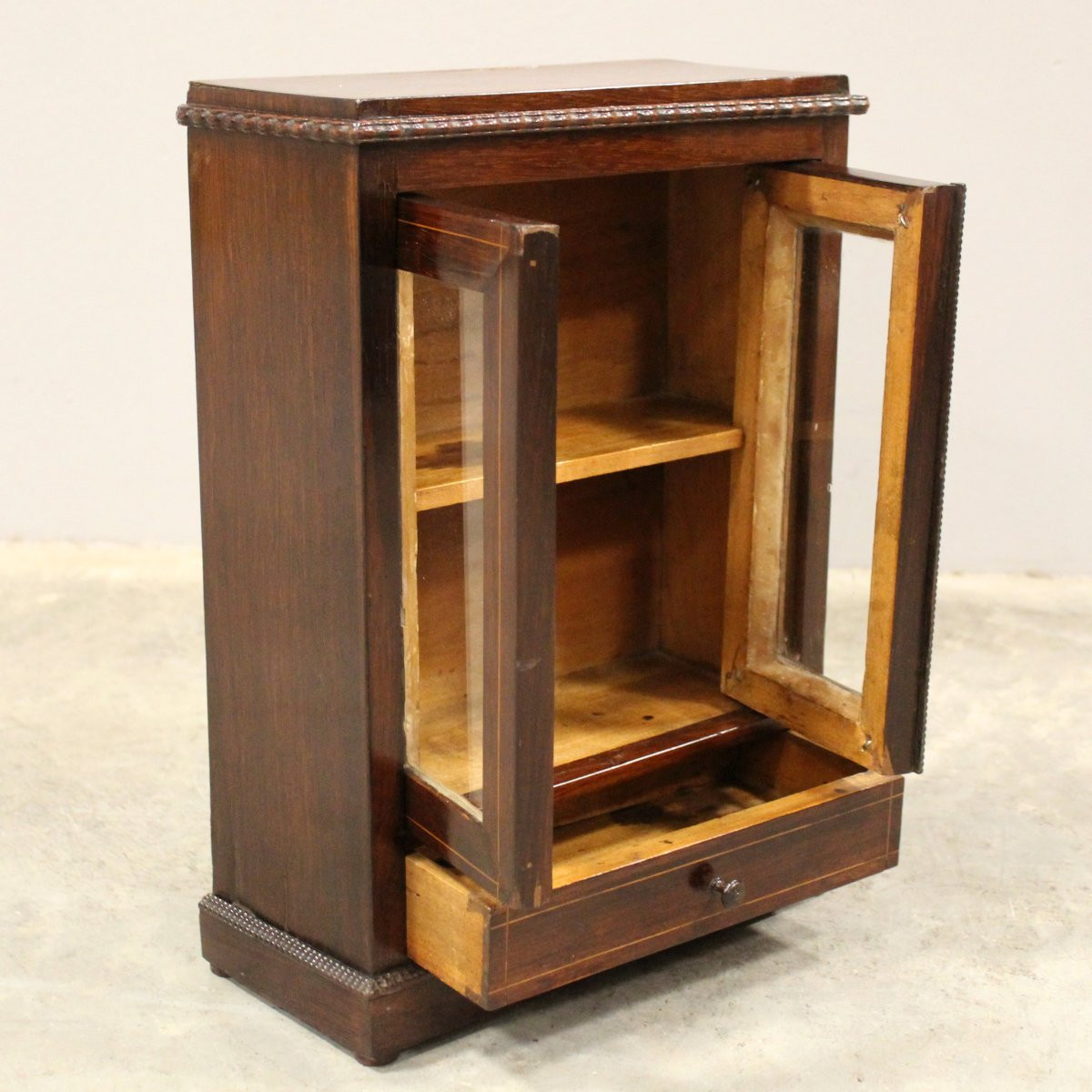 Ancien miniature vitrine buffet en palissandre et marqueterie - Italie 19ème -photo-2