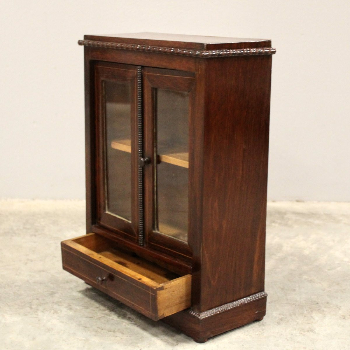 Ancien miniature vitrine buffet en palissandre et marqueterie - Italie 19ème -photo-3