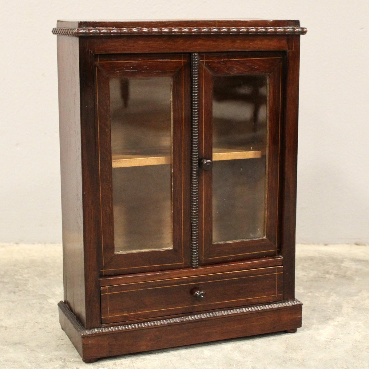 Ancien miniature vitrine buffet en palissandre et marqueterie - Italie 19ème 