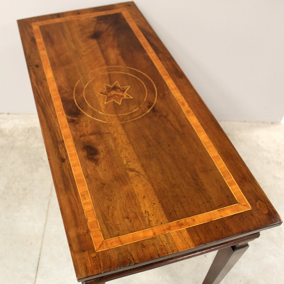 Antique Louis XVI Table Writing Desk Console In Walnut In Marquetry - Italy 18th-photo-4