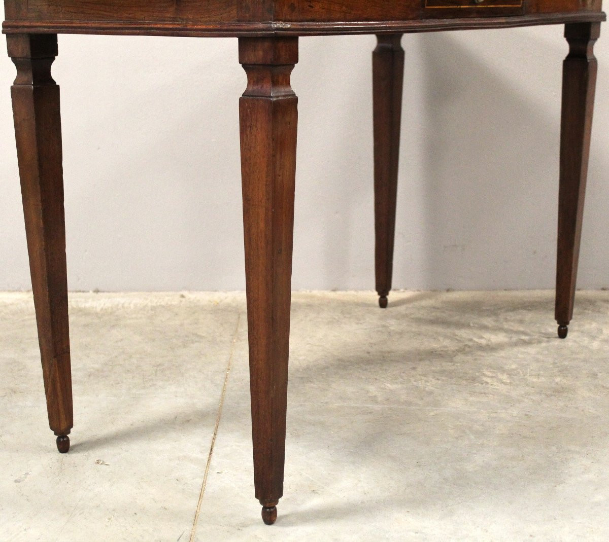 Antique Louis XVI Table Writing Desk Console In Walnut In Marquetry - Italy 18th-photo-5