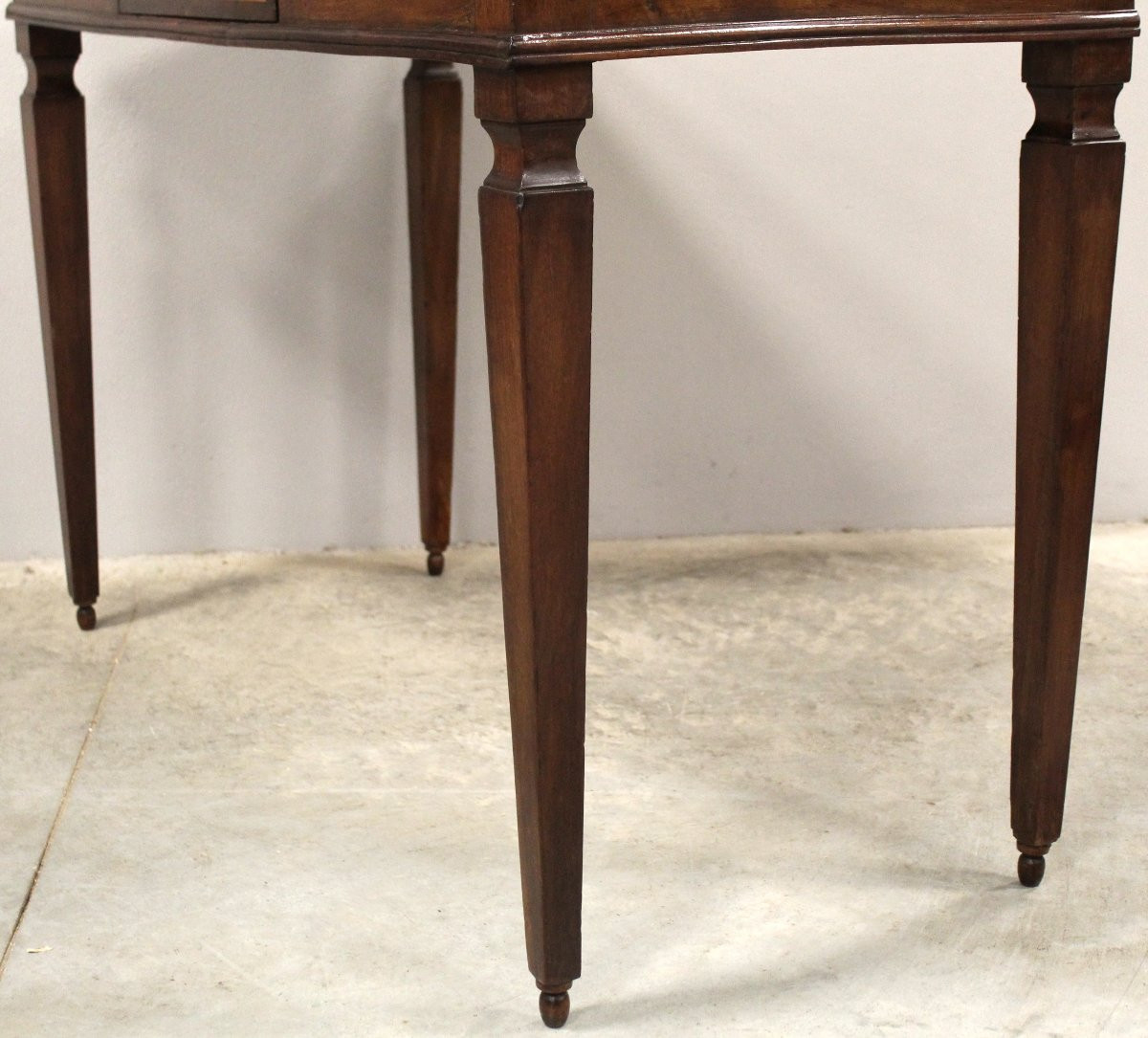Antique Louis XVI Table Writing Desk Console In Walnut In Marquetry - Italy 18th-photo-6