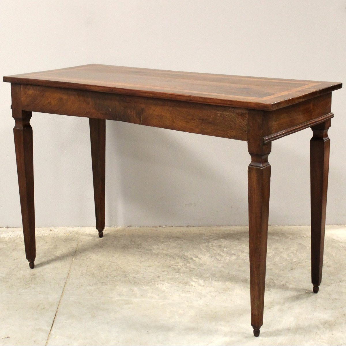 Antique Louis XVI Table Writing Desk Console In Walnut In Marquetry - Italy 18th-photo-8